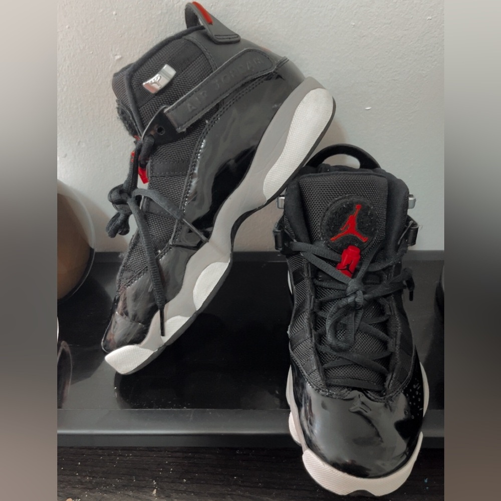 Jordan Kids Black and Red Sneakers